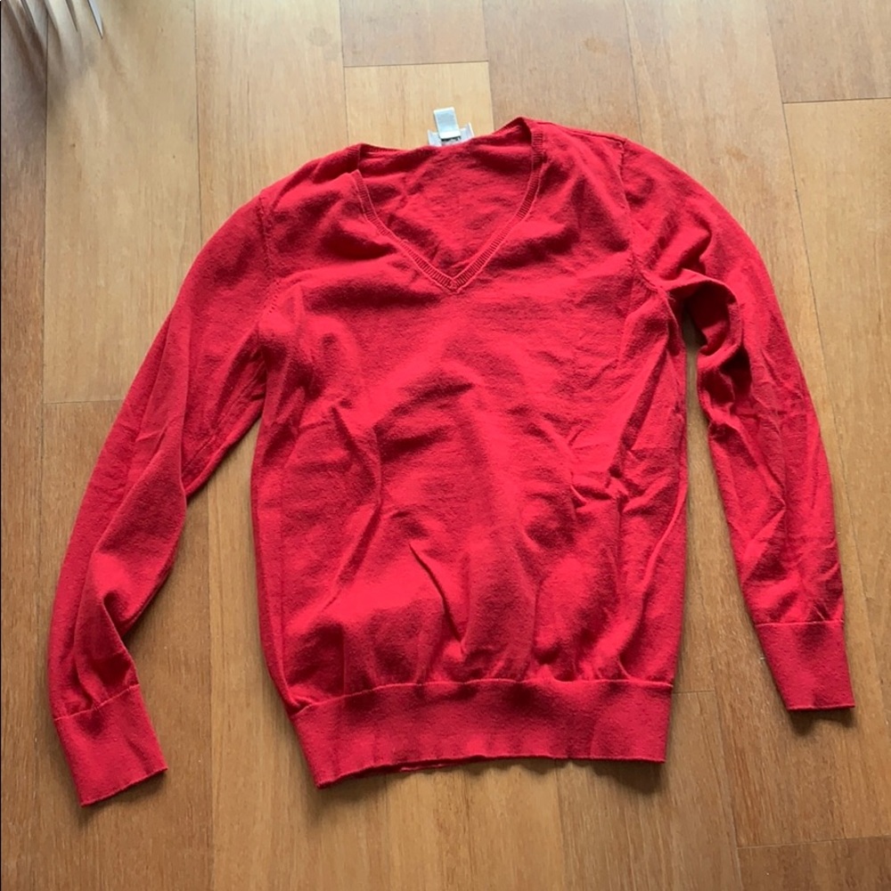 Red v-neck sweater